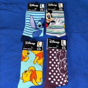 Disney Women's Crew Socks - Assorted Character Pack (Blue, Teal, Purple, Multi)